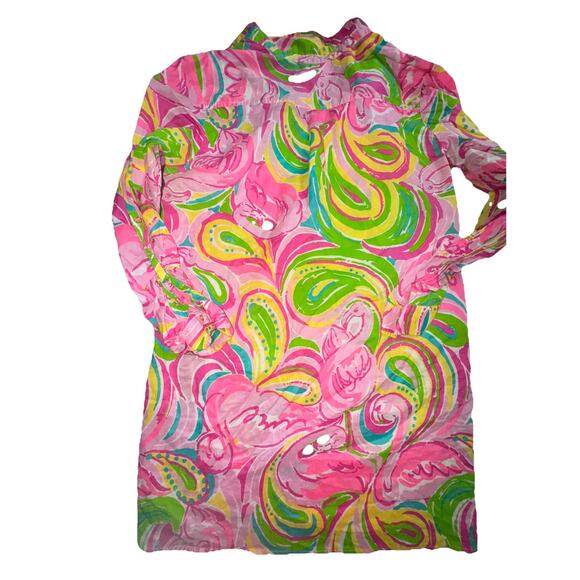 Lilly Pulitzer Large Flamingo Captiva Tunic Swim Beach Pullover Cover Up (G12) - Picture 4 of 4